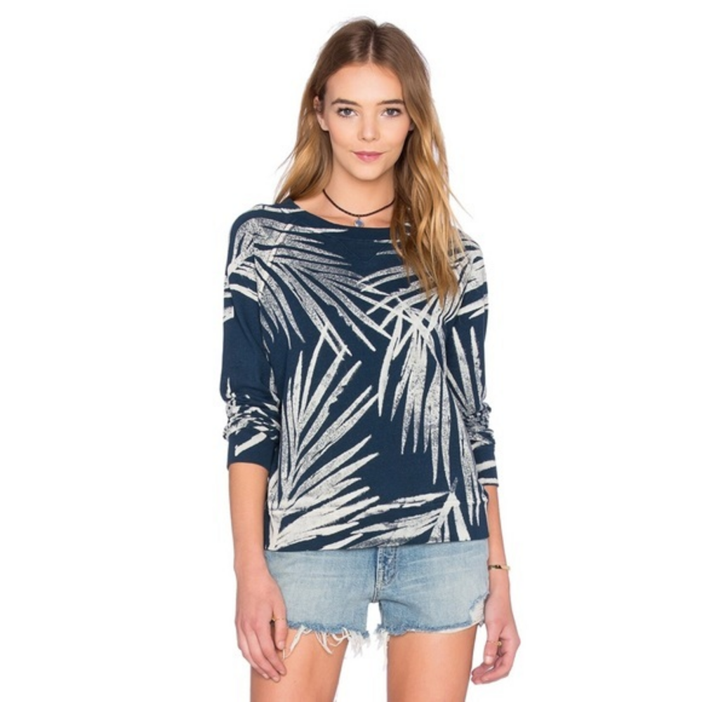 MOTHER The Square Sweatshirt in Sway Palm Leaves‎ XS